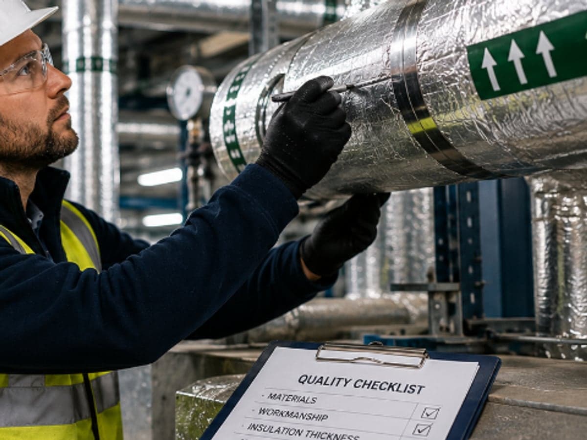 Installer completing a quality checklist on site