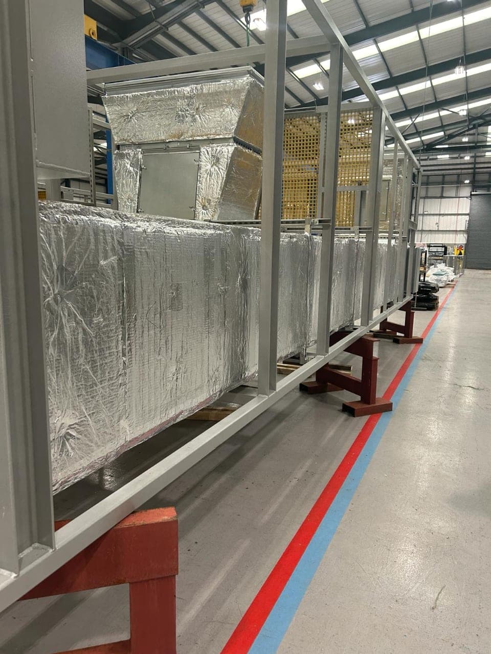 Insulated ductwork sections ready for installation