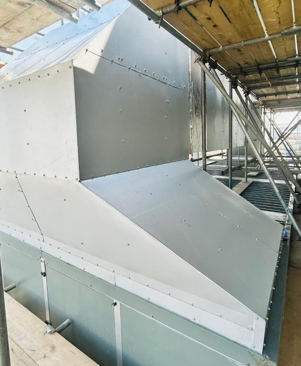 Weatherproof aluminium cladding and rooftop risers installed by Insul-Eight.