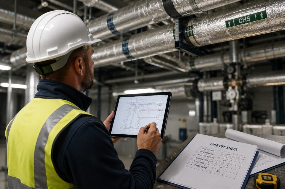Site survey using a tablet and take-off sheet